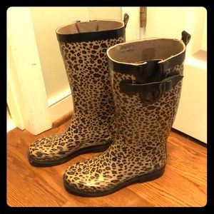 Capellini Tall Rain Boots Size 7 - Leopard Print